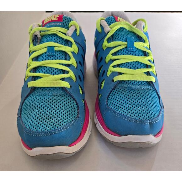 Nike Dual Fusion Run 2 Vivid Blue/Metallic Silver-Volt 599793-401 4Y - Picture 4 of 7